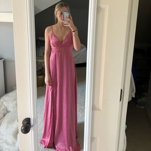 Pink Full length dress.